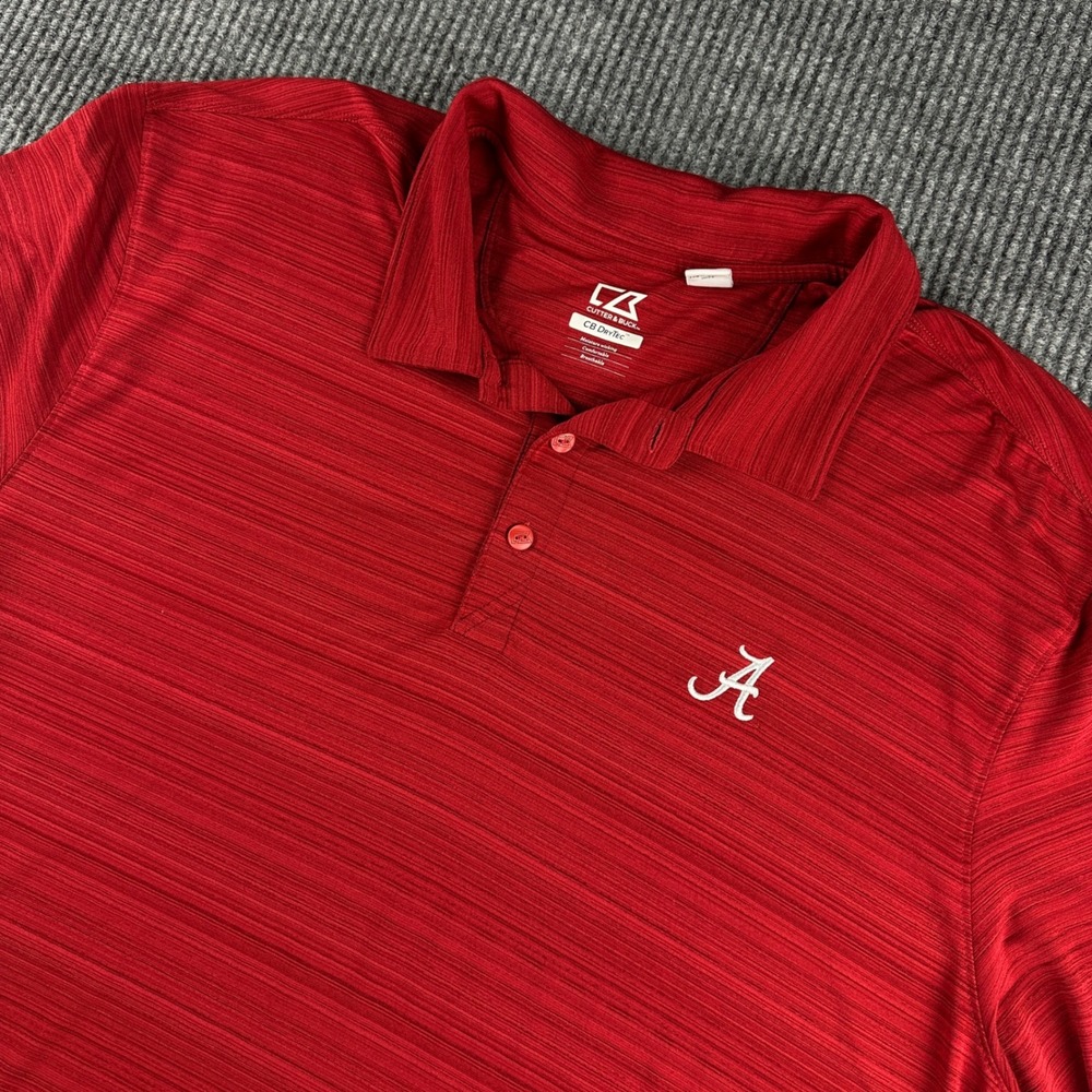 Cutter & Buck Alabama Crimson Tide Polo Shirt Mens XXL Red CB DryTec Golf 2347